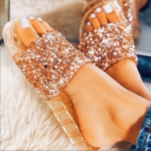 🎉3 for $20💕NIB Gold Embellished Slide Sandal💕 - Picture 5 of 10